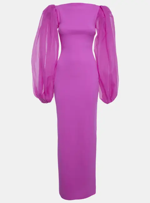 Solace London Purple Crepe & Organza Karla Maxi Dress S