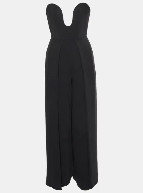 Solace London Black Crepe Bustier Style Wide Leg Anelli Jumpsuit S