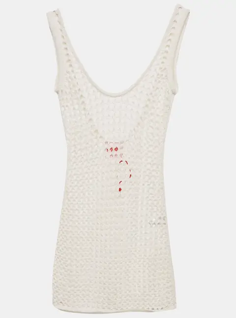 Solid & Striped White Crochet Sheer Cover-Up Dress S