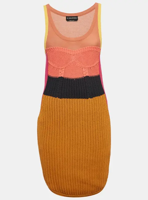 Sonia Rykiel Multicolor Rib Knit Sleeveless Mini Dress XS