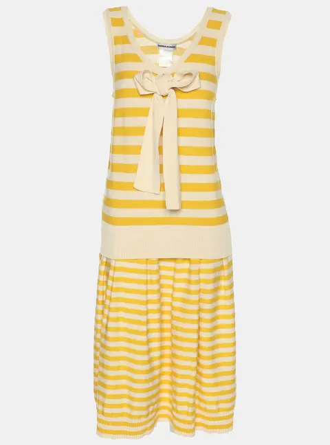 Sonia Rykiel Yellow/Beige Stripped Knit Top and Skirt Set M