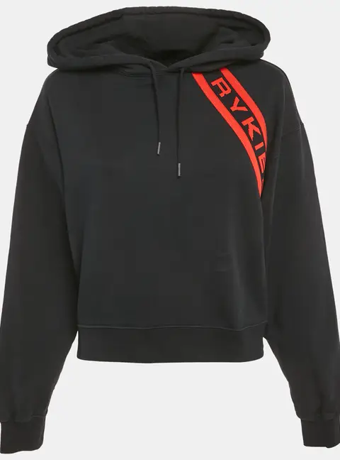Sonia Rykiel Black Logo Trim Cotton Knit Hoodie M