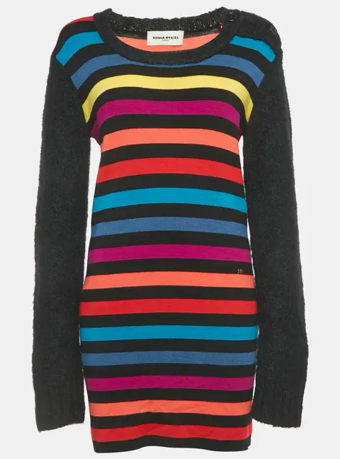 Sonia Rykiel Multicolor Stripe Wool Long Sleeve Sweater XL