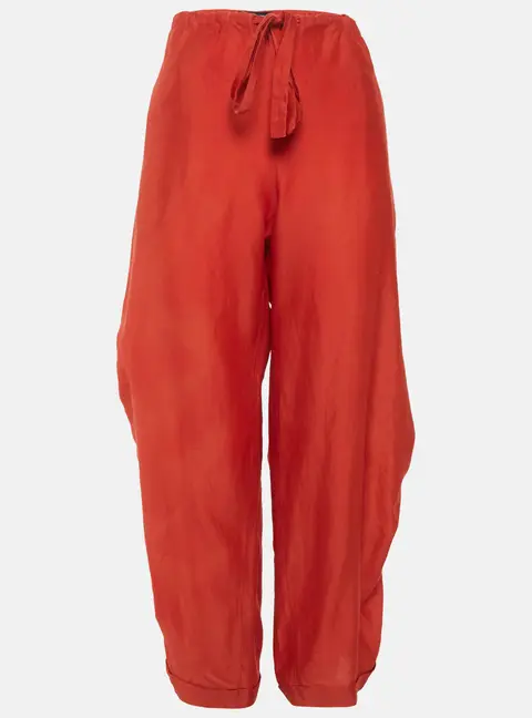 Sonia Rykiel Red Cotton Blend Drawstring Trousers S