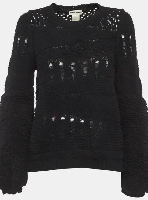 Sonia Rykiel Black Open Knit Sweatshirt M