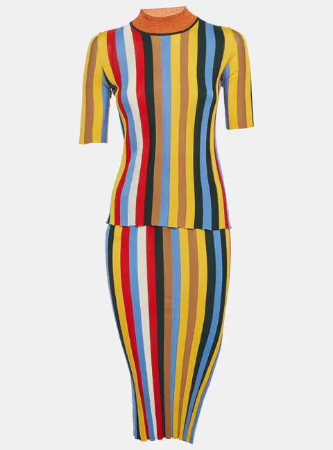 Sonia Rykiel Multicolor Striped Stretch Knit Set XS