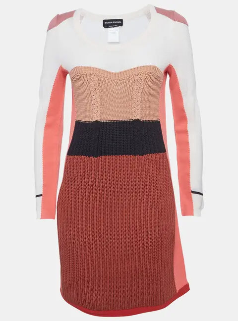 Sonia Rykiel Multicolour Wool Stretch Knit Mini Dress M