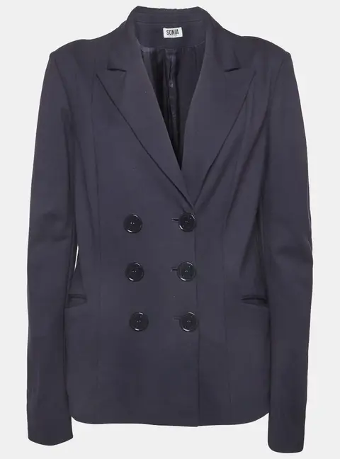 Sonia by Sonia Rykiel Navy Blue Jersey Double Breasted Blazer L