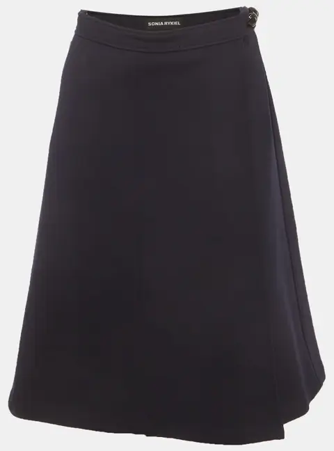 Sonia Rykiel Navy Blue Jersey Wrap Skirt L
