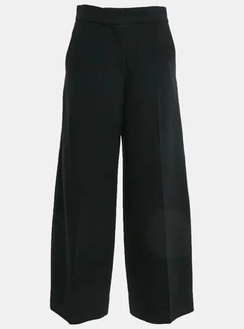 Sonia Rykiel Black Crepe Wide-Leg Trousers M