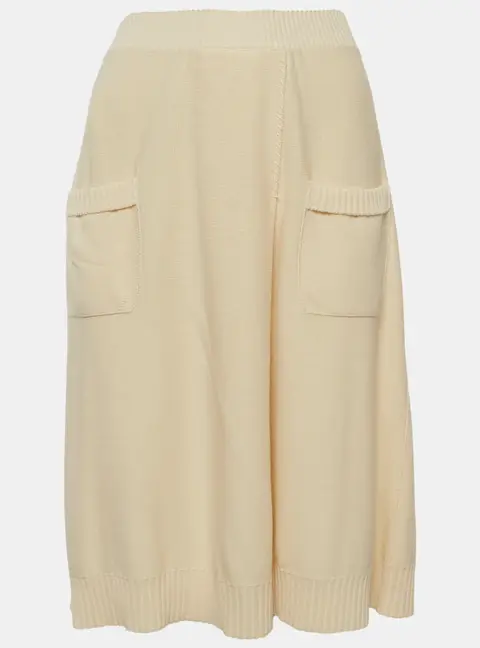 Sonia Rykiel Cream Rib Knit Pleated Mini Skirt S