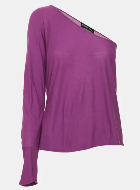 Sonia Rykiel Purple Jersey One Sleeve Tops L