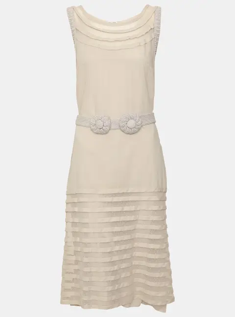Sonia Rykiel Lilac Poplin and Mesh Layered Belted Midi Dress L