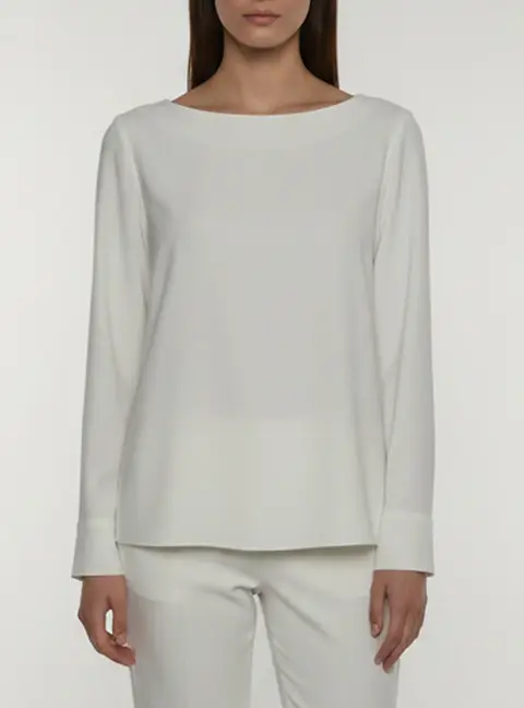 Sonia by Sonia Rykiel White Crepe Crew Neck Blouse S