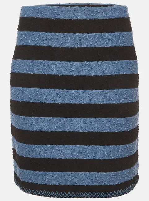 Sonia Rykiel Black/Blue Striped Boucle Mini Skirt M