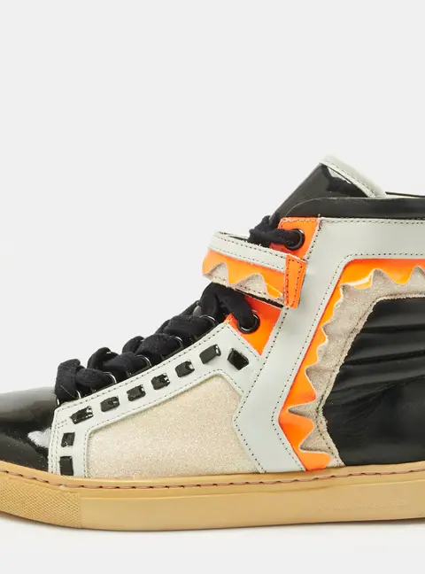 Sophia Webster Riko Size 36 Multicolor Glitter, Leather and Patent Leather High Top Sneakers