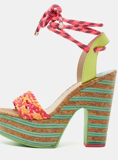 Sophia Webster Jade Size 39 Multicolor Woven Leather Platform Sandals