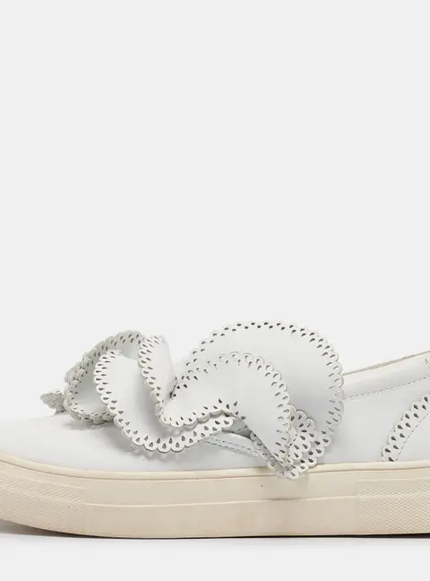Sophia Webster White Leather Embellished Slip On Sneakers Size 36