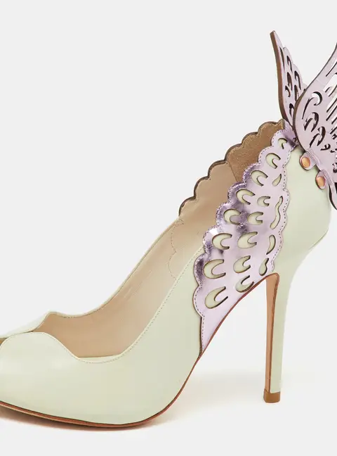 Sophia Webster White/Purple Leather Angelica Lunar Winged Peep Toe Pumps Size 40
