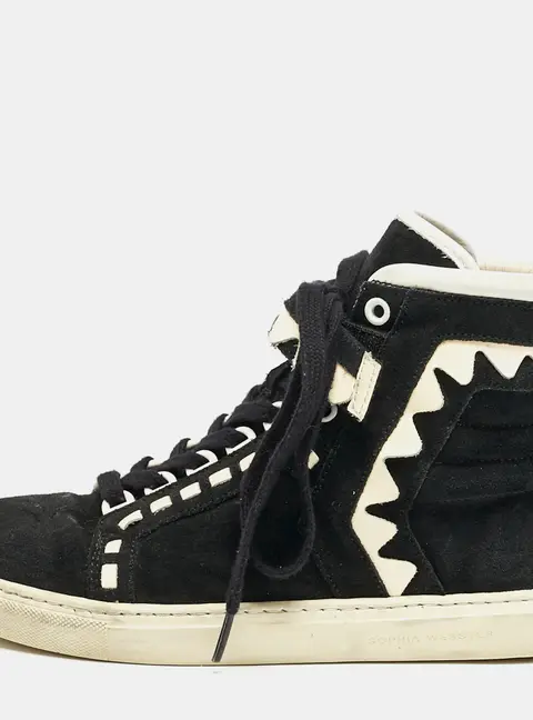 Sophia Webster Monochrome Suede and Patent Leather Riko High Top Sneakers Size 38