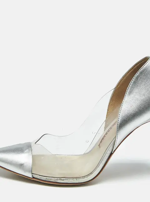 Sophia Webster Silver/Pink Leather and  PVC Daria Pointed Toe Pumps Size 38.5