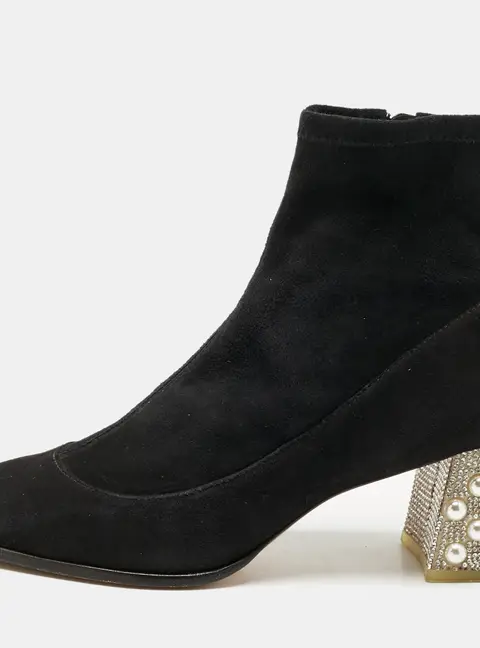 Sophia Webster Black Suede Felicity Mid Ankle Length Boots Size 40