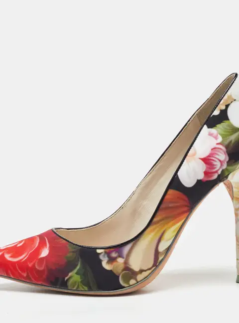 Sophia Webster For J.Crew Multicolor Floral Print Fabric Pointed Toe Pumps Size 38