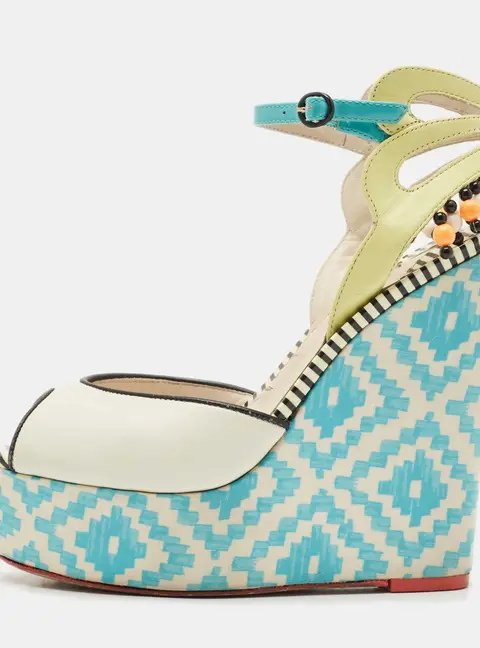 Sophia Webster Multicolor Leather Lucita Espadrille Wedge Sandals Size 35