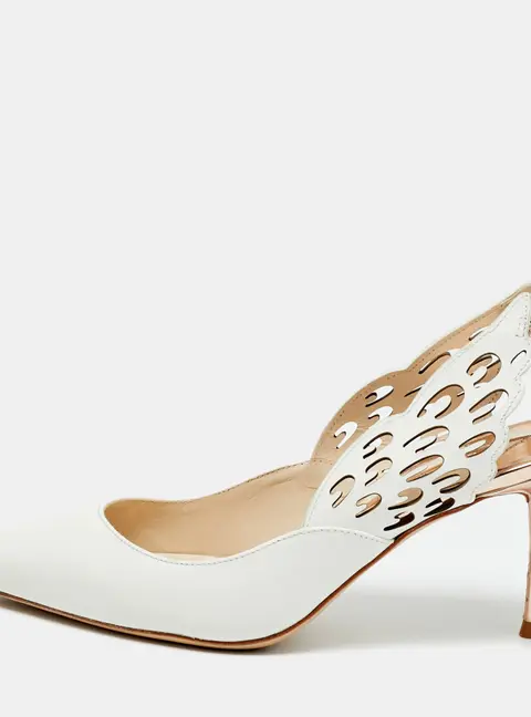 Sophia Webster White Leather Angelo Slingback Pumps Size 35.5