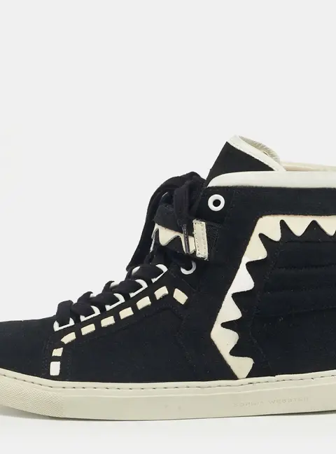 Sophia Webster Black/White Suede and Patent Leather Riko Sneakers Size 39.5