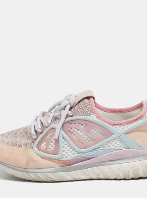 Sophia Webster Pink Knit Fabric, Suede and Rubber Candyfloss Fly By Sneakers Size 38