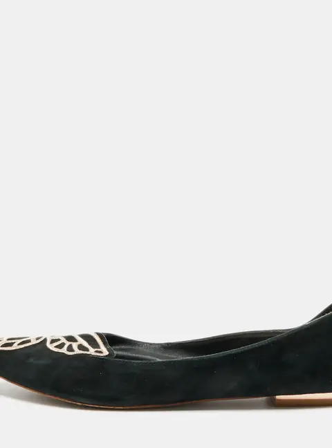 Sophia Webster Bibi Butterfly Size 40 Black Suede Smoking Slippers