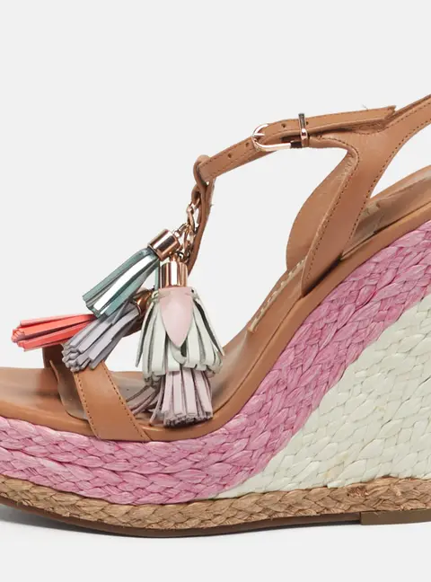 Sophia Webster Lucita Size 35.5 Brown Leather Wedge Sandals