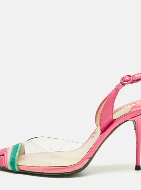 Sophia Webster Watermelon Size 36 Multicolor Fabric and PVC Slingback Pumps