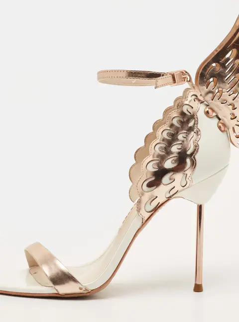 Sophia Webster Evangeline Size 38 Cream/Gold Leather Ankle Strap Sandals