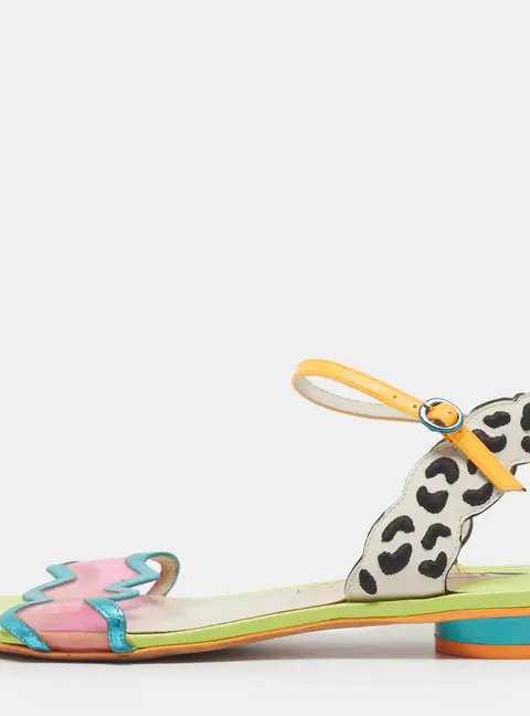 Sophia Webster Lilico Size 39 Multicolor Leather and PVC Flat Sandals