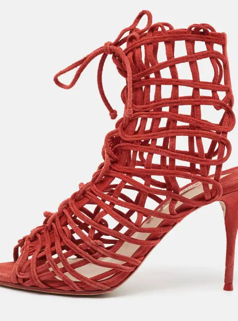 Sophia Webster Delphine Size 39.5 Red Suede Ankle Length Boots