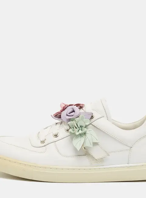 Sophia Webster Lilico Flower Size 42 White Leather Low Top Sneakers