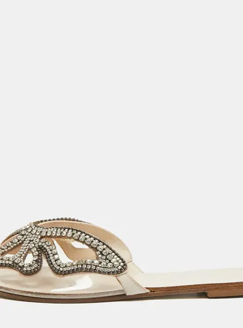 Sophia Webster Bibi Butterfly Size 39 Transparent PVC Crystal Embellished Flat Slide Sandals