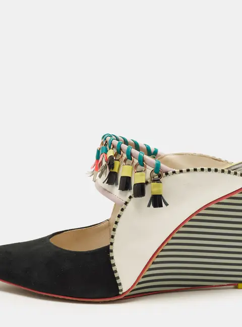 Sophia Webster Size 41 Multicolor Leather and Suede Wedge Sandals