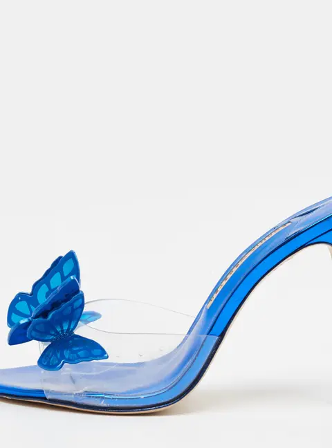 Sophia Webster Vanessa Size 40 Blue/Ttansperent Patent Leather and PVC Slide Sandals