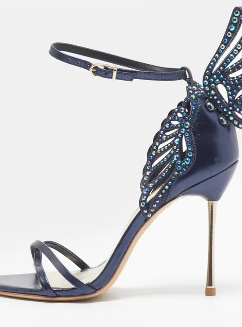 Sophia Webster Heavenly Size 38 Navy Blue Leather Ankle Strap Sandals
