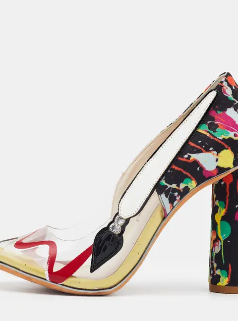 Sophia Webster Multicolor PVC And Fabric Party Like Pollock Peep Toe Pumps Size 36