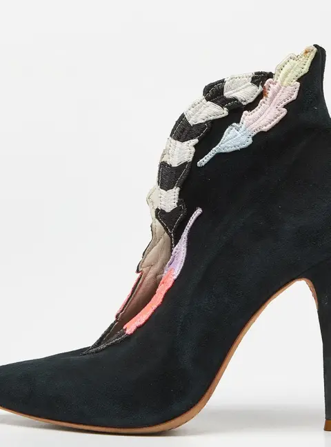 Sophia Webster Multicolor Embroidered Suede Ankle Booties Size 39.5