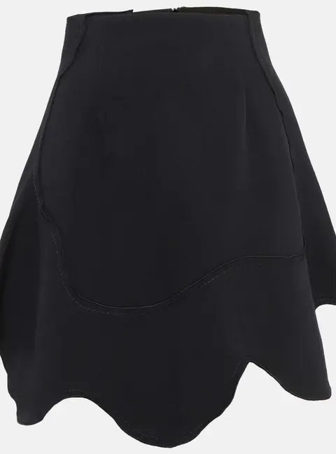 Sportmax Black Crepe Asymmetric Mini Skirt S