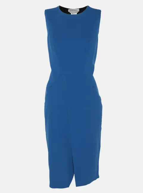 Sportmax Blue/Black Stretch Crepe Knit Midi Dress M