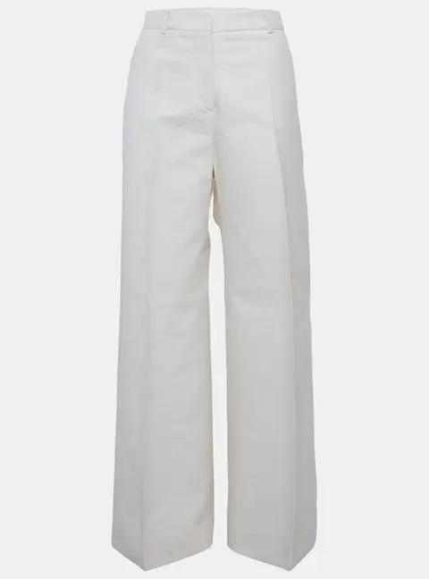 Sportmax Cream Gabardine Wide Leg Pants L