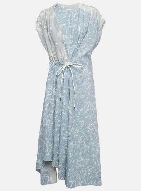 Sportmax Blue Floral Print Asymmetrical Midi Dress M