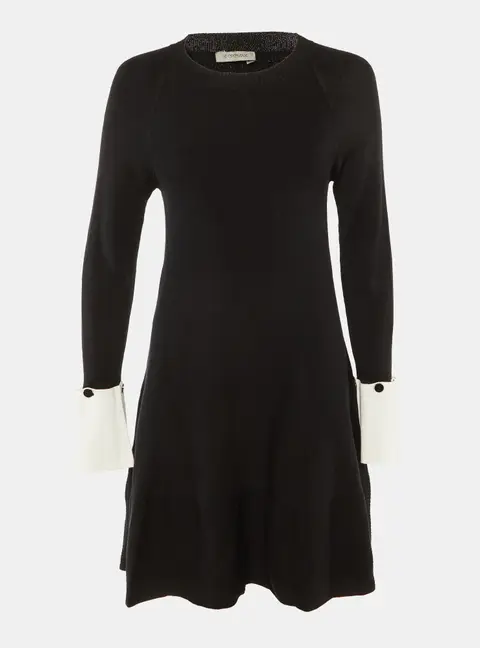 Sportmax Black Knit Flared Mini Dress M