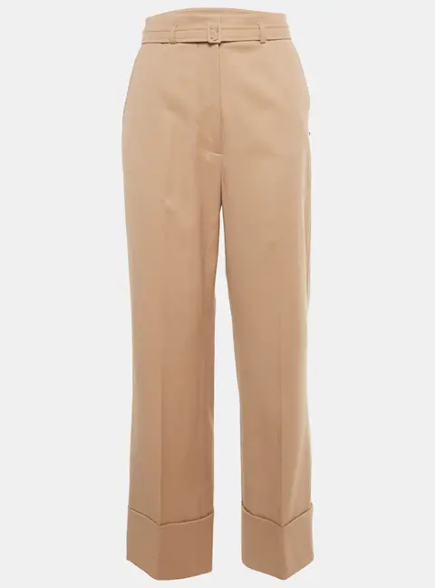 Sportmax Code Pink Gabardine Belted Straight-Leg Pants S